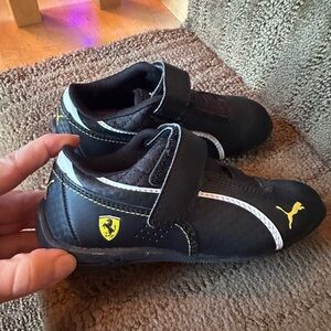 Puma Kids Black Sneakers with Yellow Accents